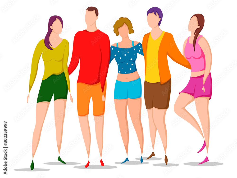 Fototapeta premium easy to edit vector illustration of group of dancing people friend colleague celebrating birthday, new year disco dance holiday
