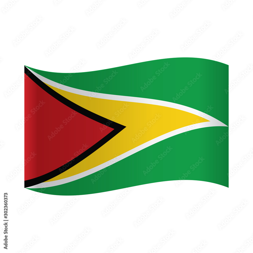 National flag of Guyana: black framed red triangle within white framed  yellow one on green background. Stock Vector | Adobe Stock