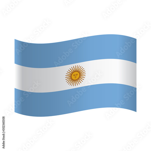 National flag of Argentina: central white stripe with sun between light blue ones.