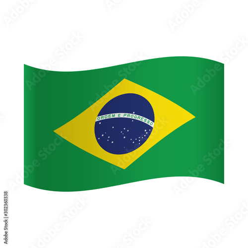 Flag of Brazil. Vector Illustration. Flat Design.