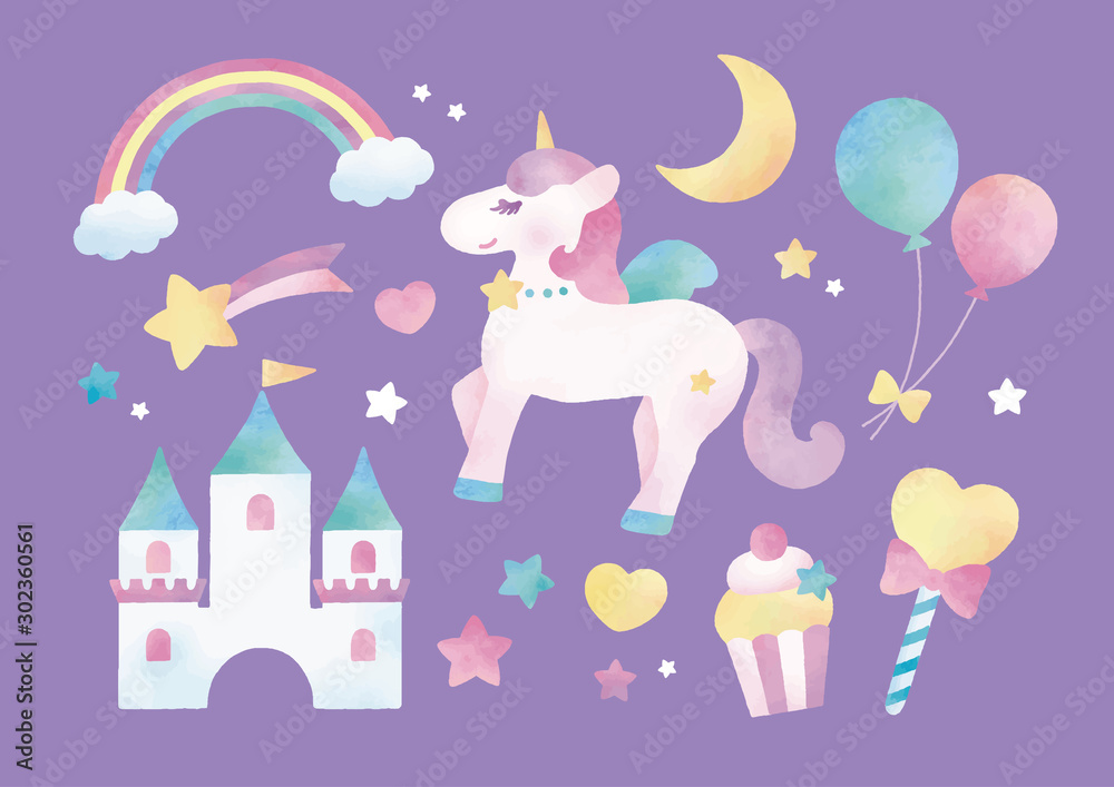 ユニコーンメルヘン水彩 Stock Vector Adobe Stock