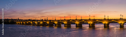 Old stony bridge in Bordeaux