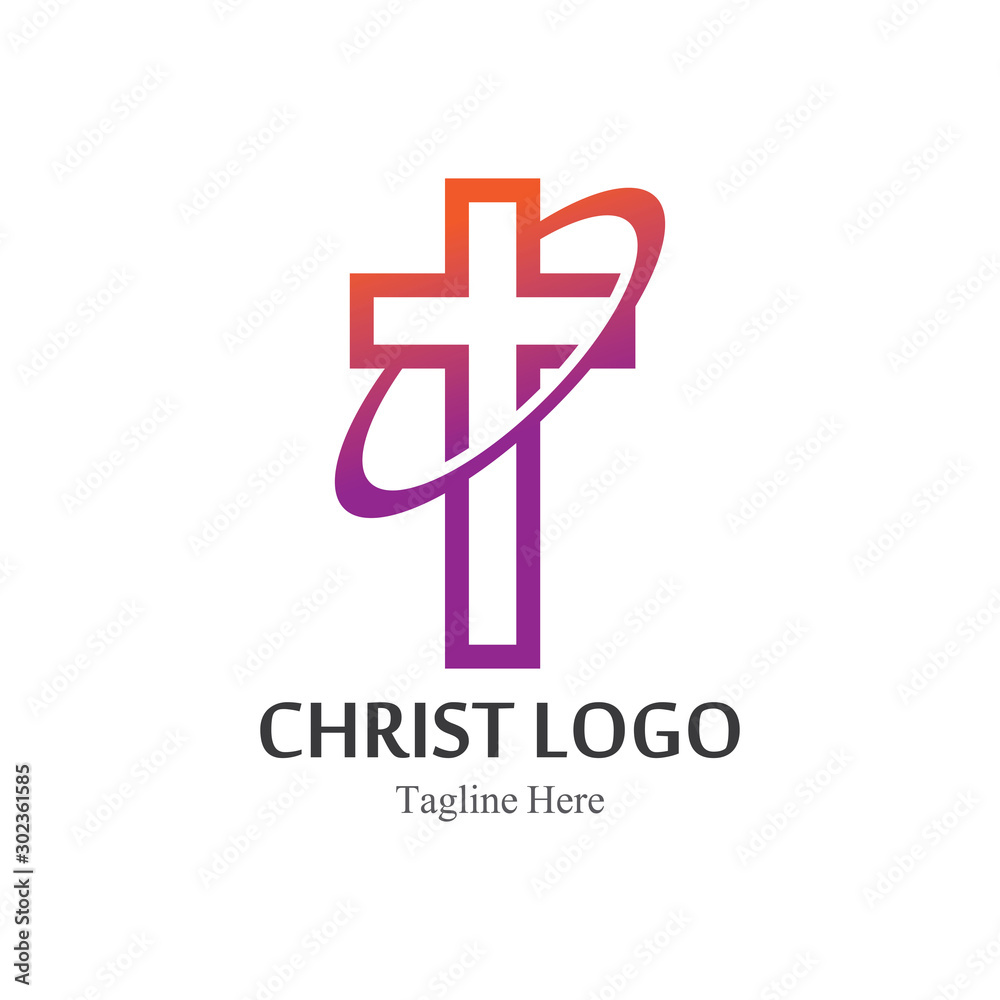 Obraz premium Christ logo template design vector, creative simple