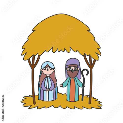 joseph and mary hut manger nativity, merry christmas