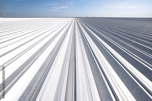 Perspective of Metal sheet for industrial building and construction under the sky photo