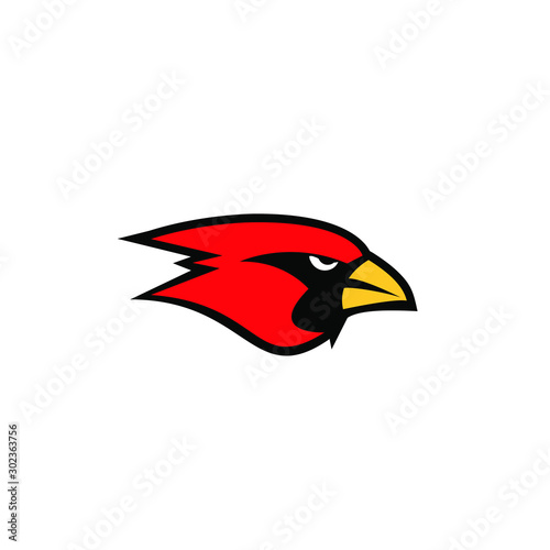 cardinal bird red logo with black background icon design vector
