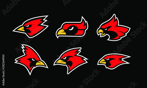 set of cardinal bird logo icon design vector