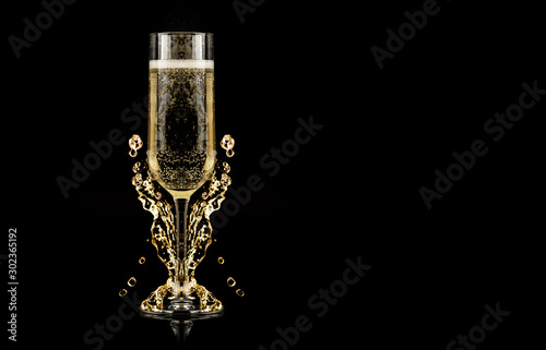 champagne glasses with splash