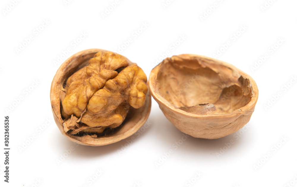Walnut, isolated on a white background. Walnut, isolated on a white background.