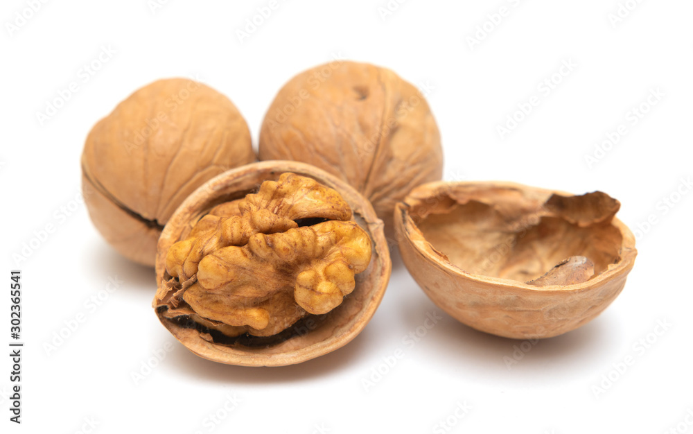 Walnut, isolated on a white background. Walnut, isolated on a white background.