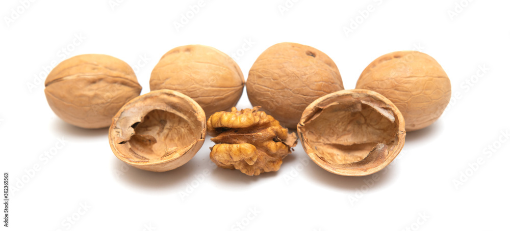 Walnut, isolated on a white background. Walnut, isolated on a white background.