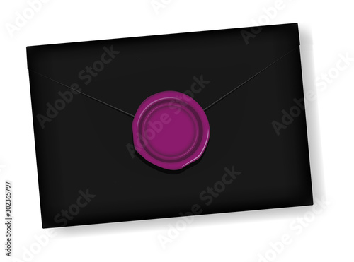 Letter and sealing wax vector illustration / Design space in the center of the wax (purple)