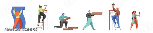 Home repair workers vector flat isolated illustration