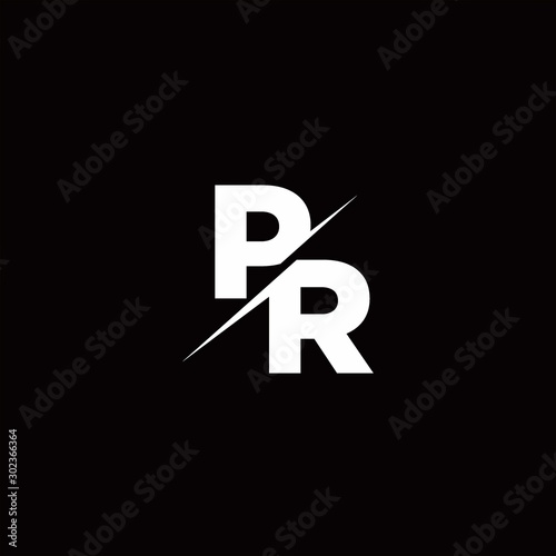 PR Logo Letter Monogram Slash with Modern logo designs template