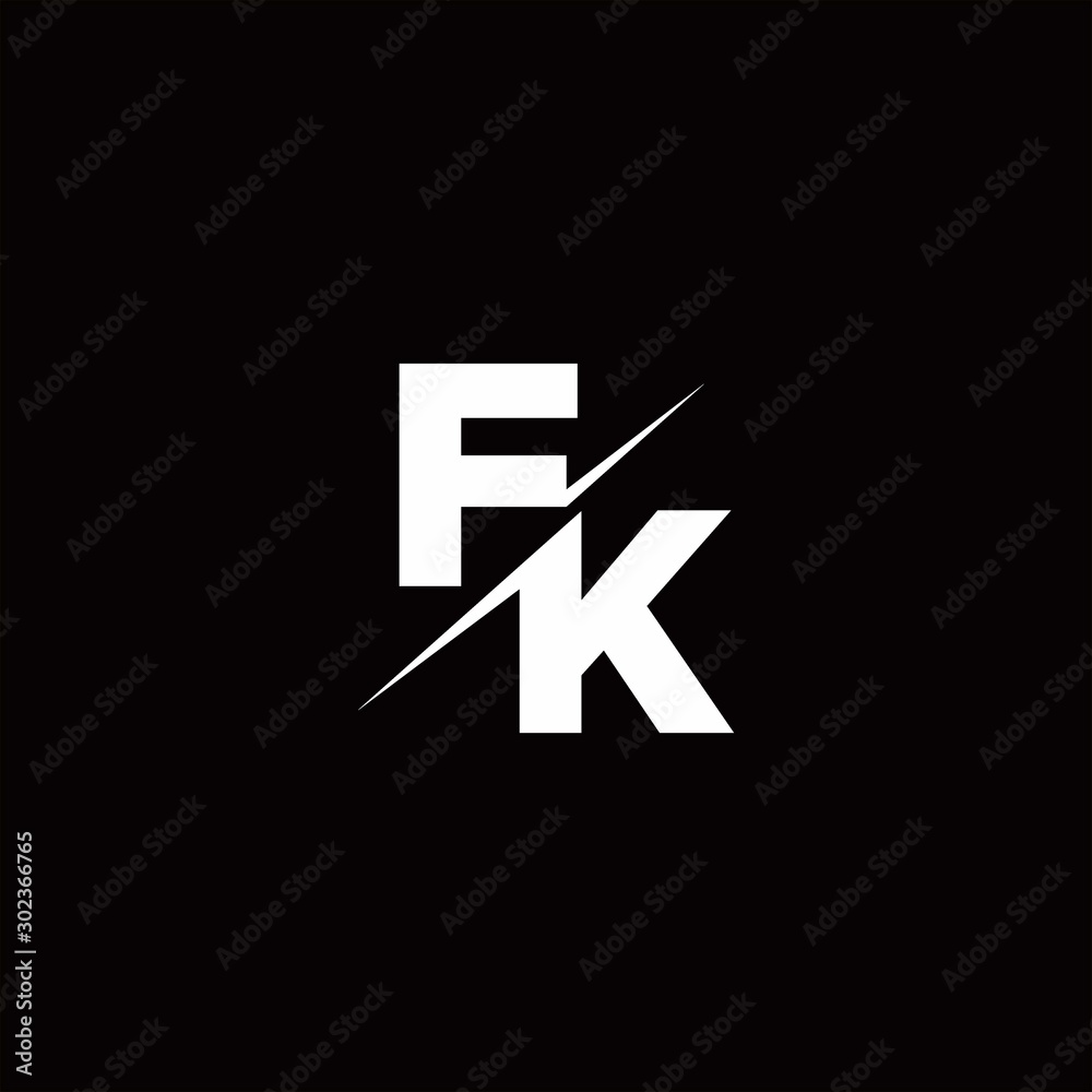 FK Logo Letter Monogram Slash with Modern logo designs template FK Logo Letter Monogram Slash with Modern logo designs template