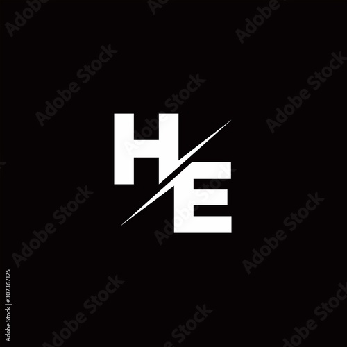 HE Logo Letter Monogram Slash with Modern logo designs template
