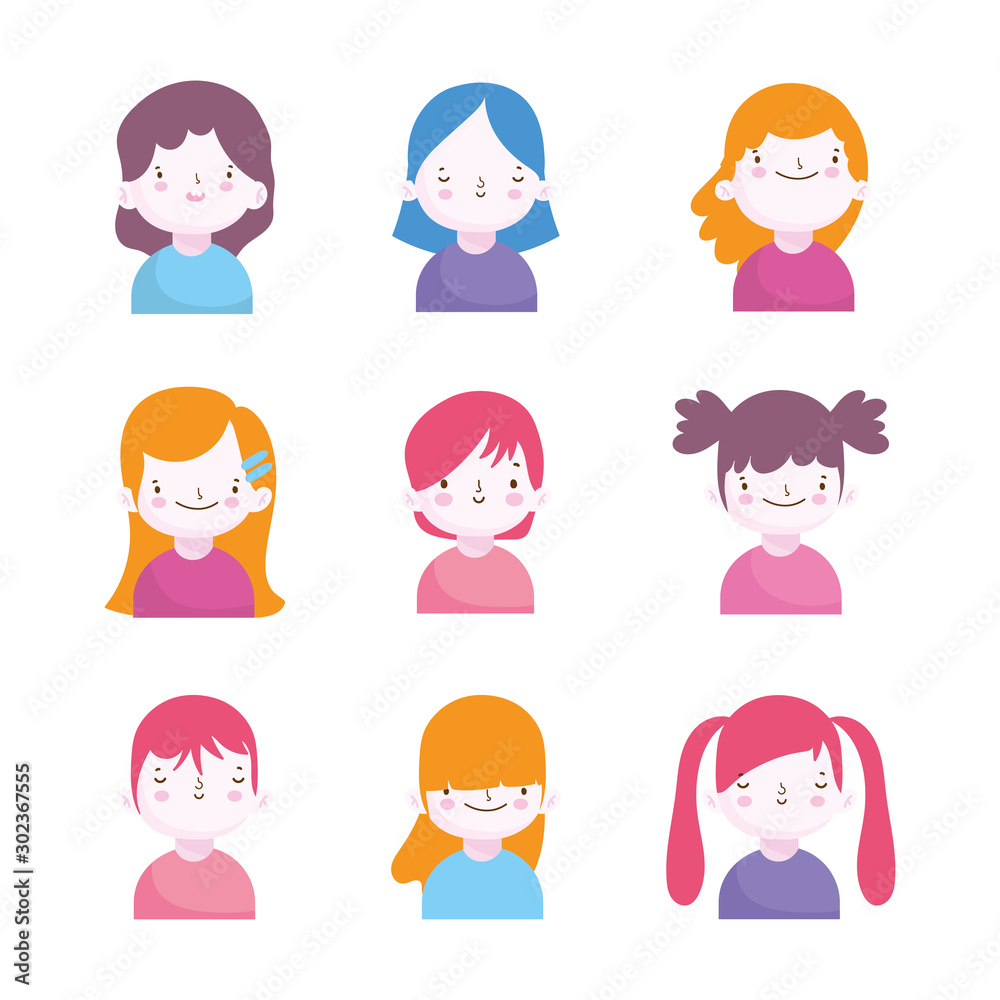 cute little boys and girls characters portrait set cute little boys and girls characters portrait set