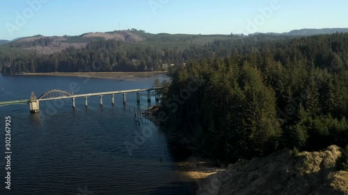 Wallpaper Mural Florence Oregon dunes and Siuslaw River bridge aerial drone shot Torontodigital.ca