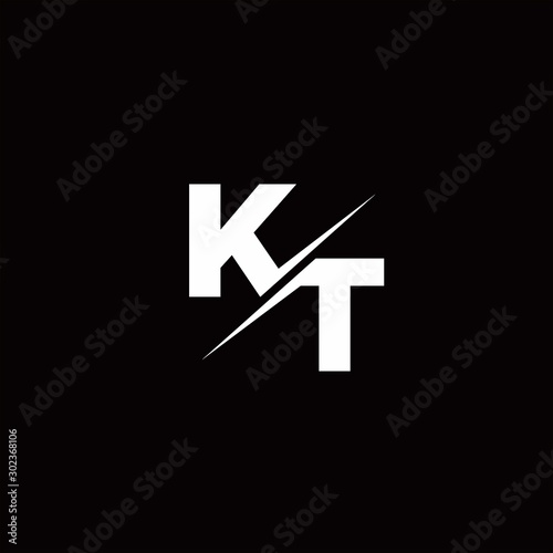 KT Logo Letter Monogram Slash with Modern logo designs template