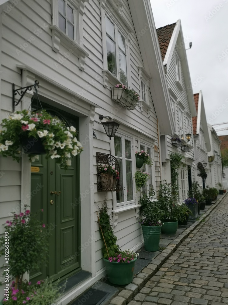 Streets and Details of Old Stavanger City Norway