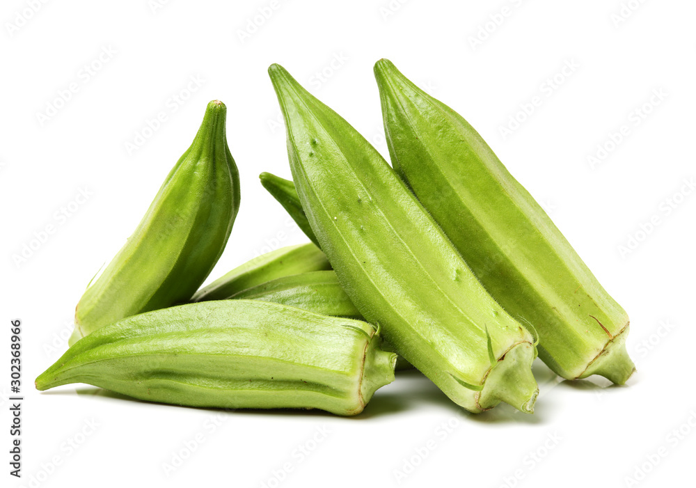 Fresh young okra isolated on white background Fresh young okra isolated on white background