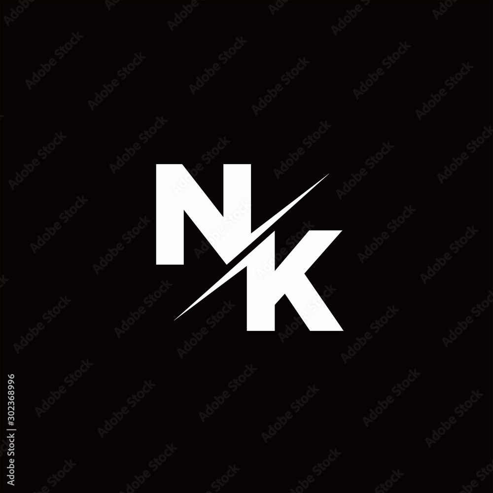 NK Logo Letter Monogram Slash with Modern logo designs template NK Logo Letter Monogram Slash with Modern logo designs template