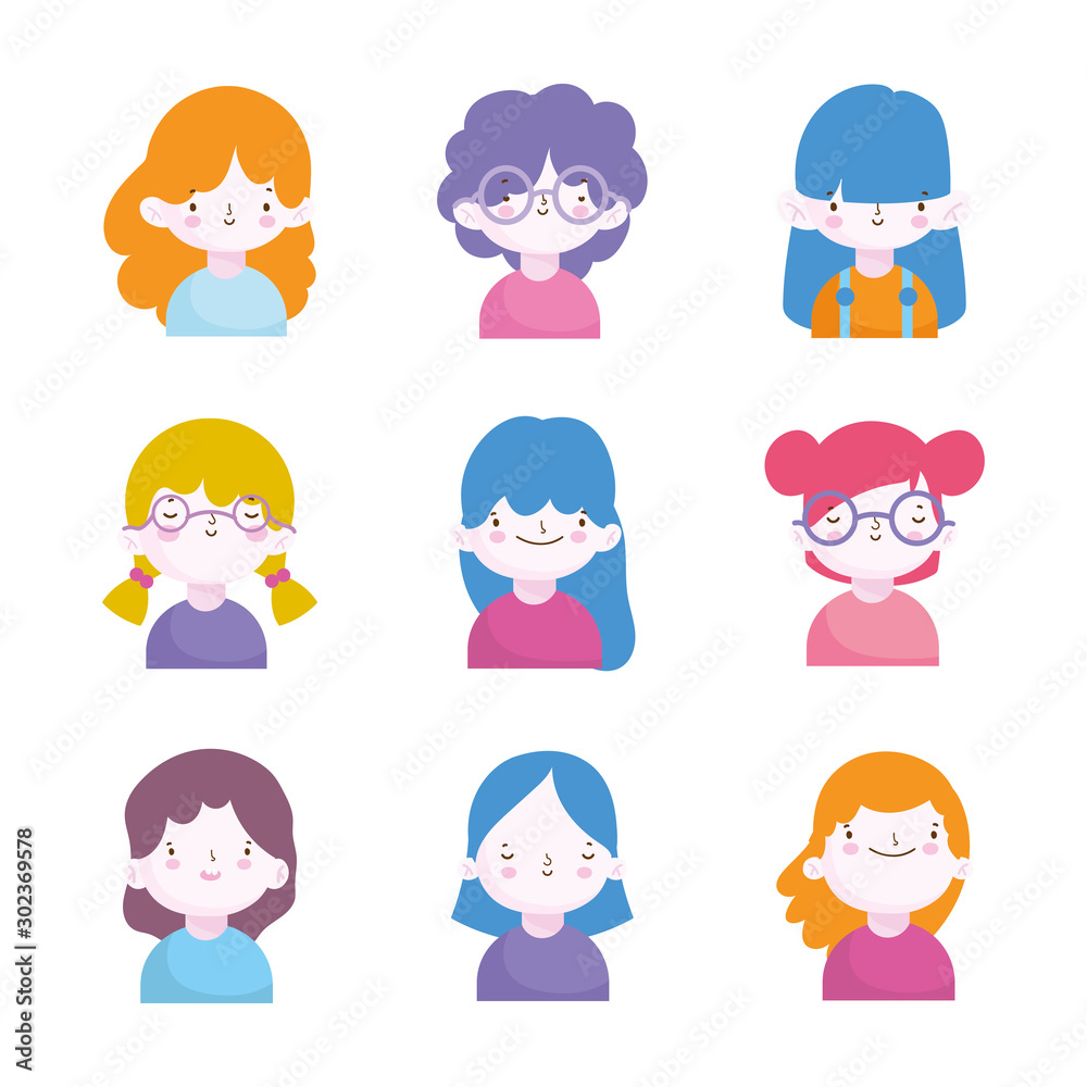 cute little boys and girls characters portrait set cute little boys and girls characters portrait set