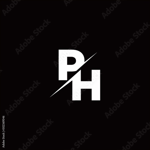 PH Logo Letter Monogram Slash with Modern logo designs template