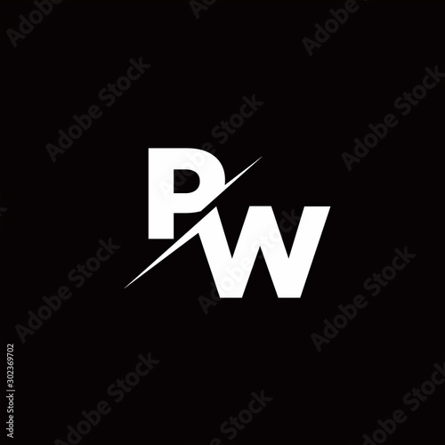 PW Logo Letter Monogram Slash with Modern logo designs template