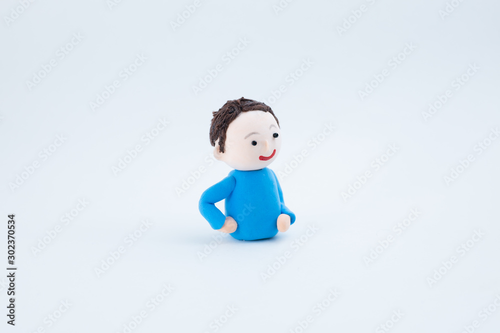 日本人男性　紙粘土で作った人形