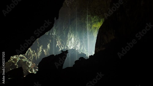 Water Falling from Ceiling of a Huge Deer Cave in Gunung Mulu National Park, Malaysia