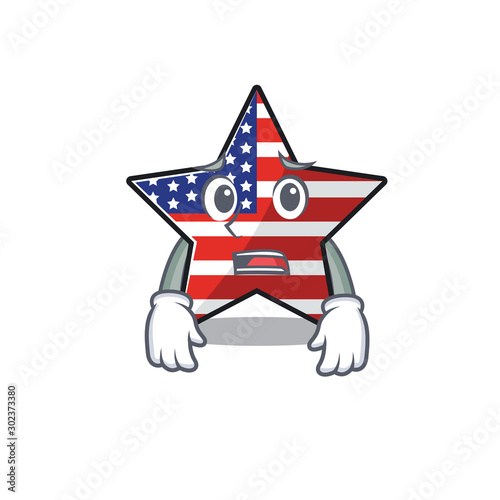 Confident happy usa star character afraid mascot
