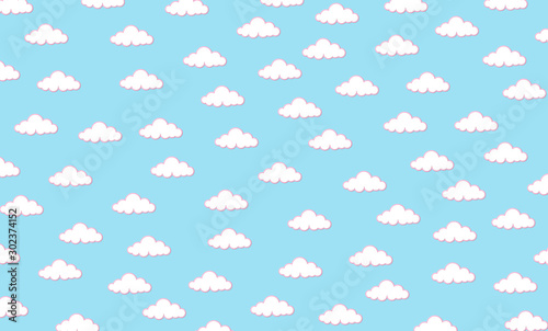 Fototapeta Naklejka Na Ścianę i Meble -  Abstract kawaii Clouds cartoon on blue sky background. Concept for children and kindergartens or presentation