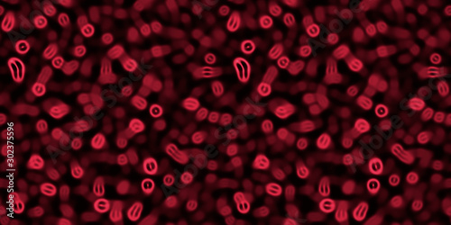 Blood cells background. Seamless colorful pattern. 3D Rendering illustration.