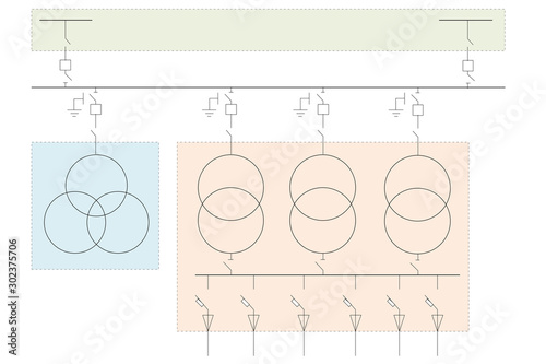 Electric wiring diagram for power transformers