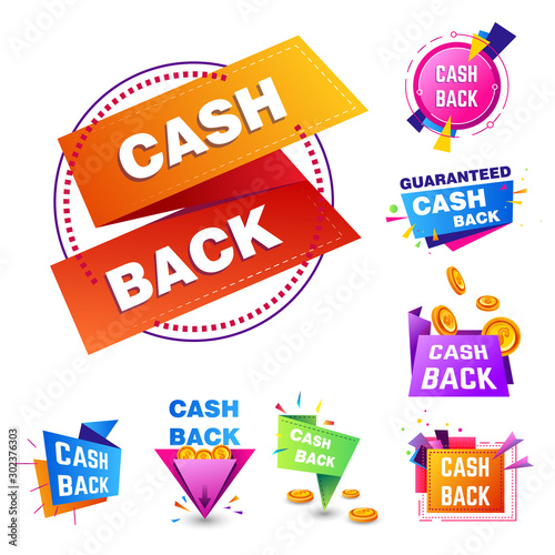 Cash back service isolated icons, shopping sale or discount