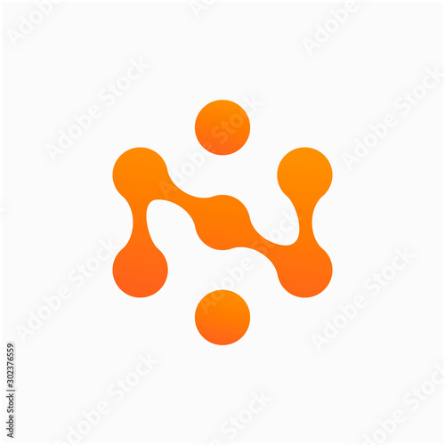 Molecule Initial Letter N Logo Design Inspiration Vector Illustration. Technology logo in the form of atoms. network connection icon, share symbol design - vector