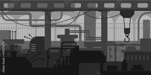 Plant or factory interior, conveyor and product line, industrial landscape