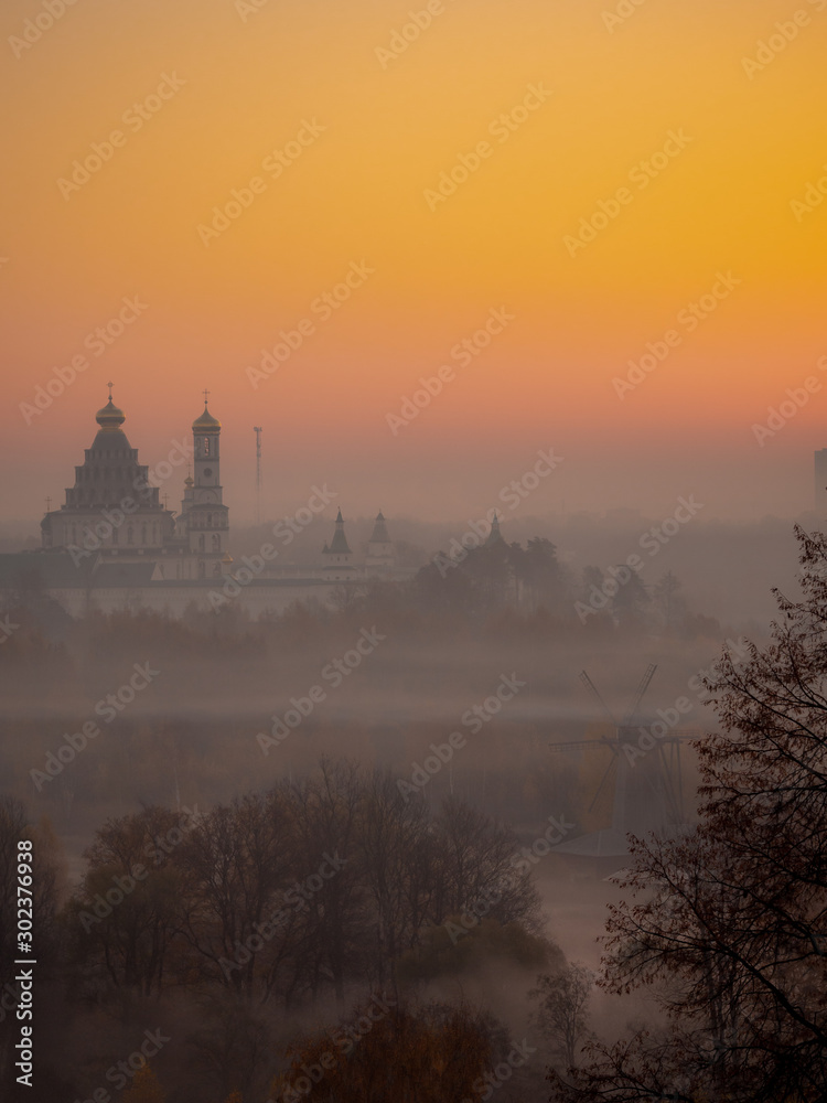 Fototapeta premium New Jerusalem Monastery at sunrise, Istra, Moscow Region.