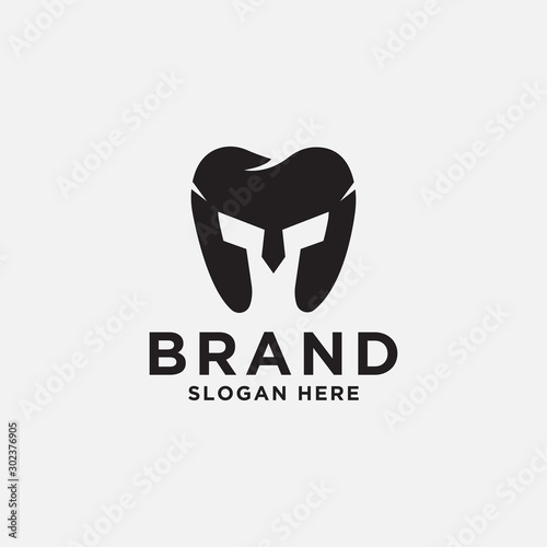 dental warrior logo template. toot,spartan, vector illustration