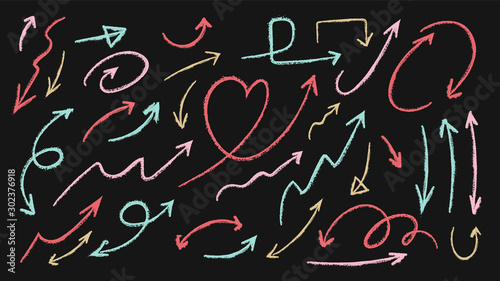 Sketch arrow set. Hand drawn arrows elements for business and education. -Vector 