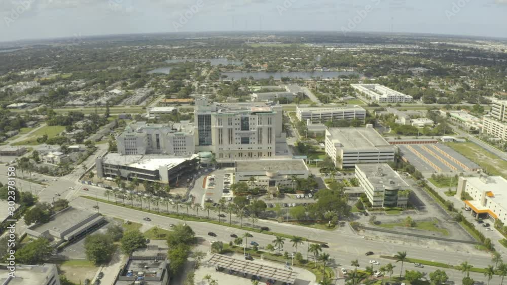 Aerial panorama Aventura Hospital 4k Aerial panorama Aventura Hospital 4k