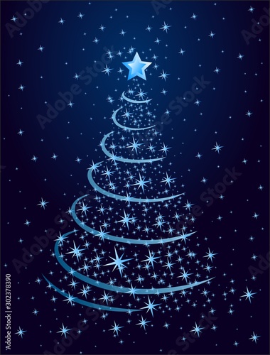 A greeting card with New year tree.