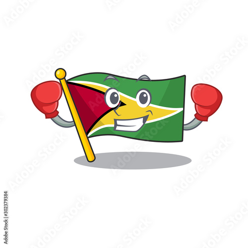 flag guyana isolated in the cartoon boxing