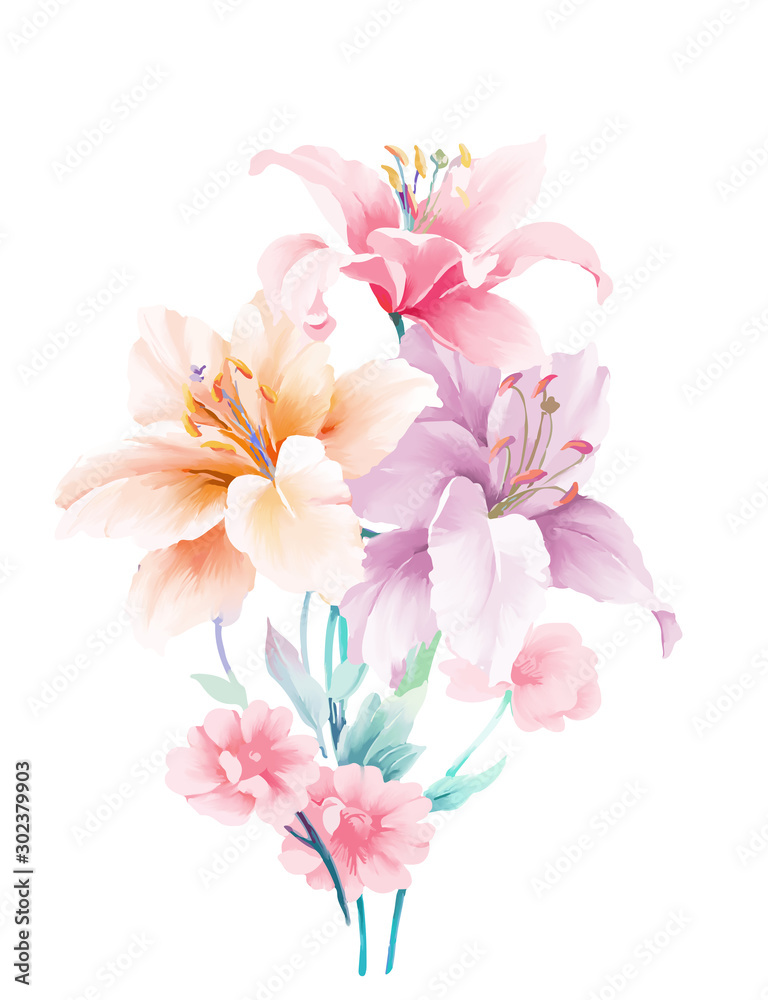 Elegant beautiful watercolor magnolia flower and seamless pattern Elegant beautiful watercolor magnolia flower and seamless pattern