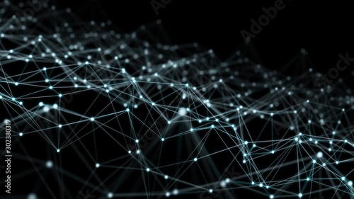 Abstract connection blue background network 3D rendering