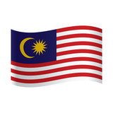 Malaysia flag, National flag of Malaysia: red and white horizontal stripes with yellow crescent moon and 14-pointed star in blue square.