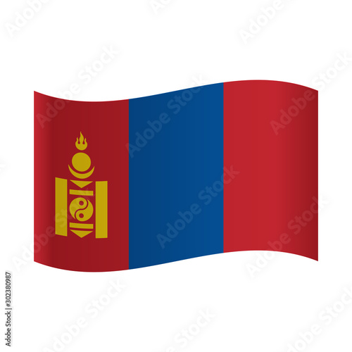 Flag of Mongolia, Waving flag of Mongolia vector illustration.