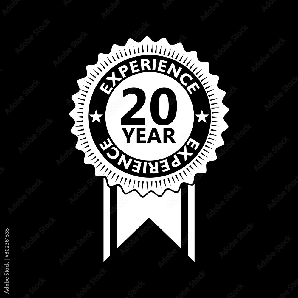 Fototapeta premium 20 Years Experience sign isolated on black background