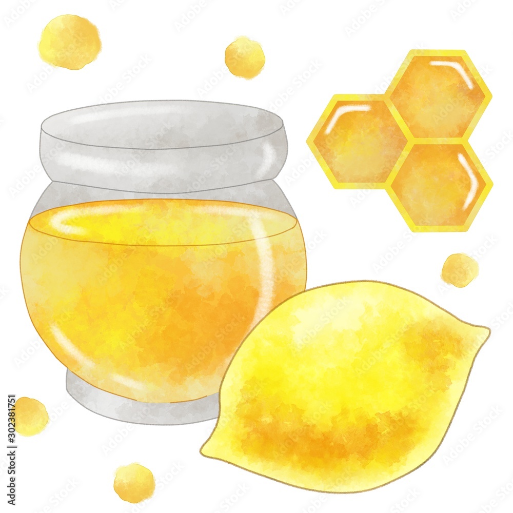 はちみつレモン 水彩風イラスト素材 Stock Illustration Adobe Stock